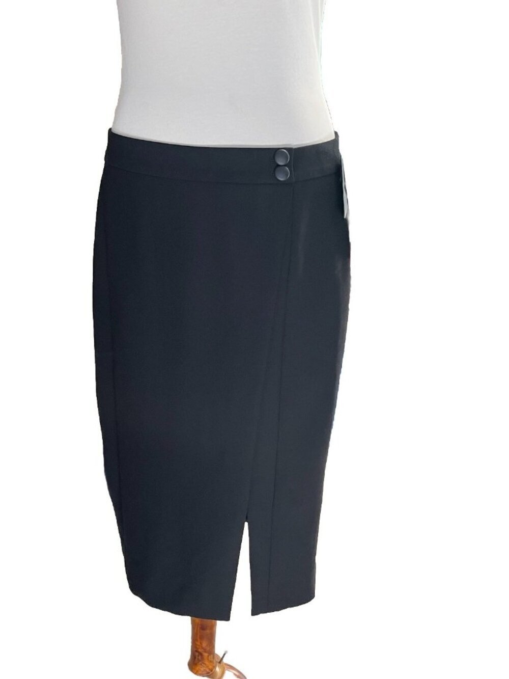 Classiques Entier Black Midi Skirt Size 12 NWT Front Slit Career Office Work - Picture 5 of 15